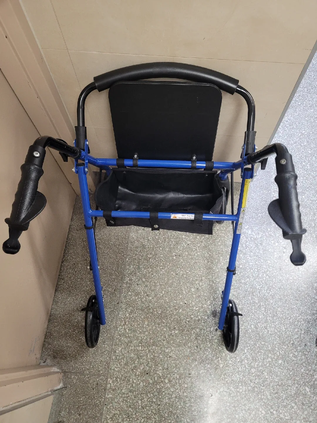 Blue Folding Walker with Seat and a bag 🥕🎃 image indicator(2)