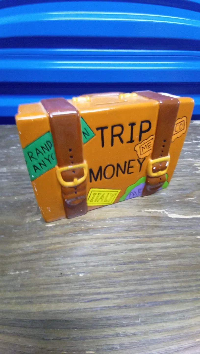Ceramic Suitcase Trip Money Bank thumbnail