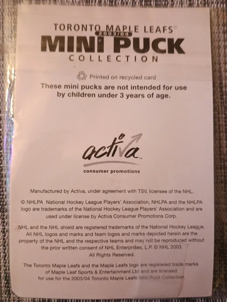 Toronto Maple Leafs Mini Puck Collection 2003/04 image indicator(7)