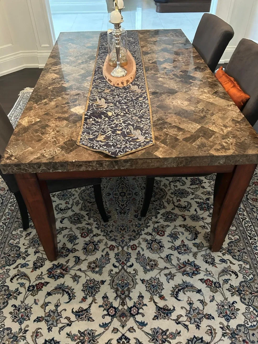 Marble top dining table
