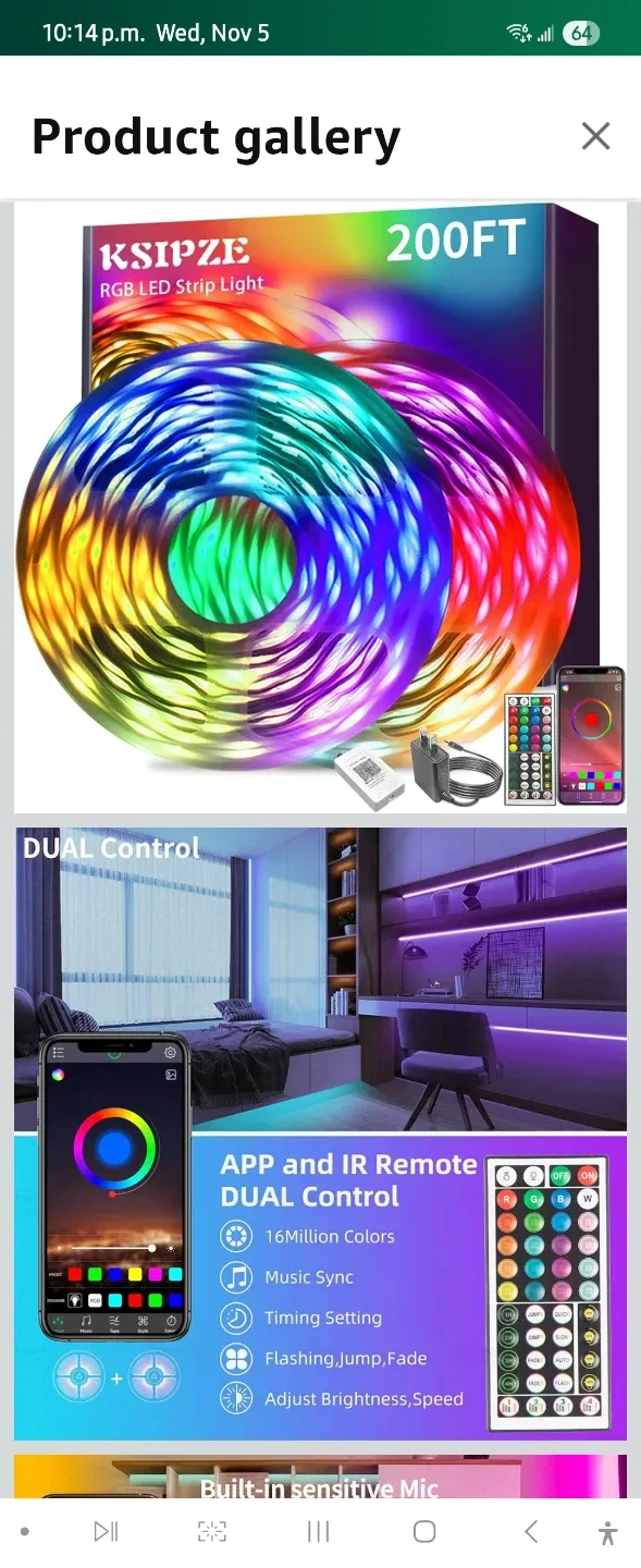 KSIPZE 200FT RGB LED Strip Light - New!