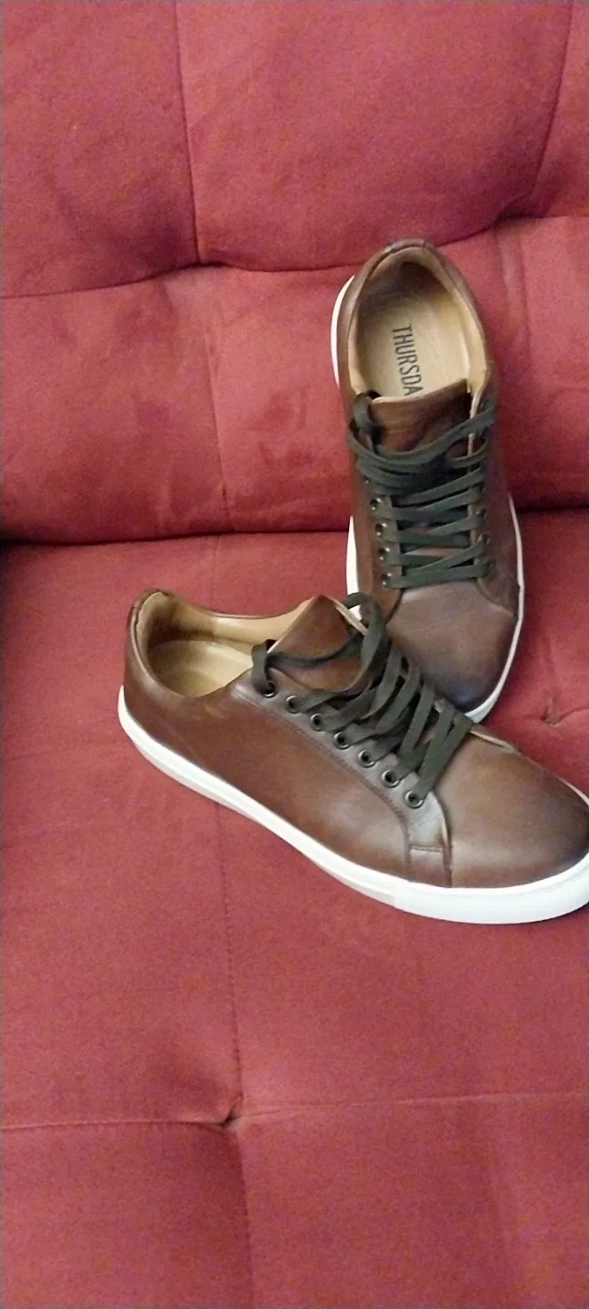 Men's dark br leather sneakers
