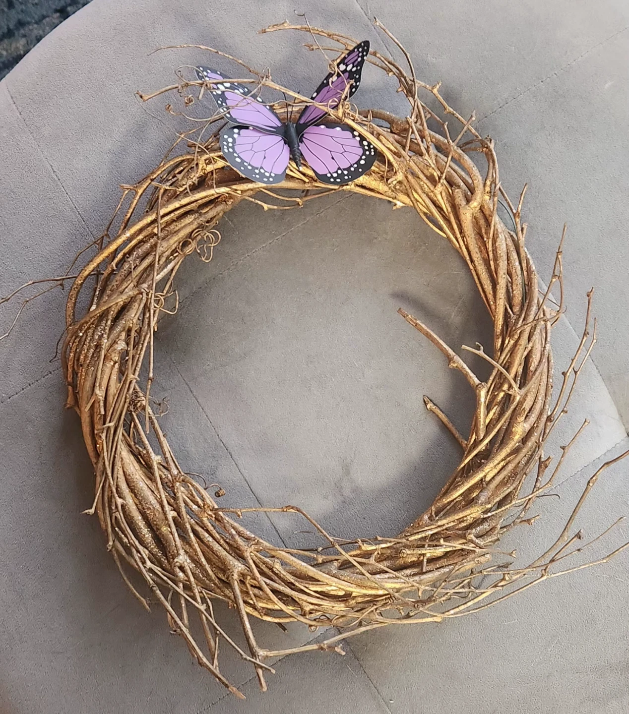 Gold Branch Wreath with Butterfly Decor