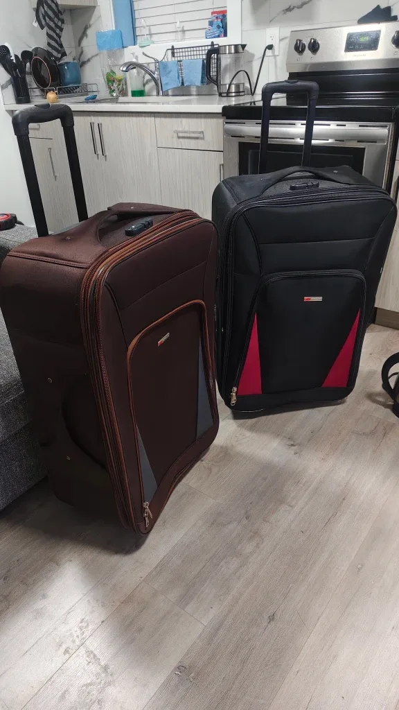 Brown and Black Rolling Check in Suitcase - Approx. 30 inches