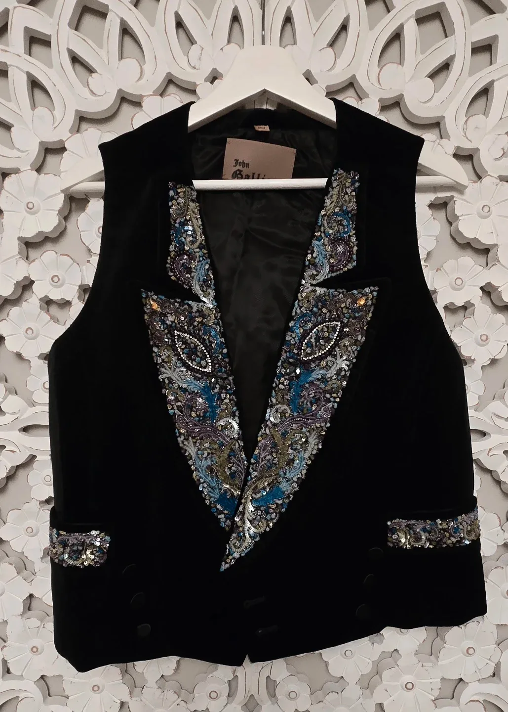 John Galliano Embellished Velvet Vest