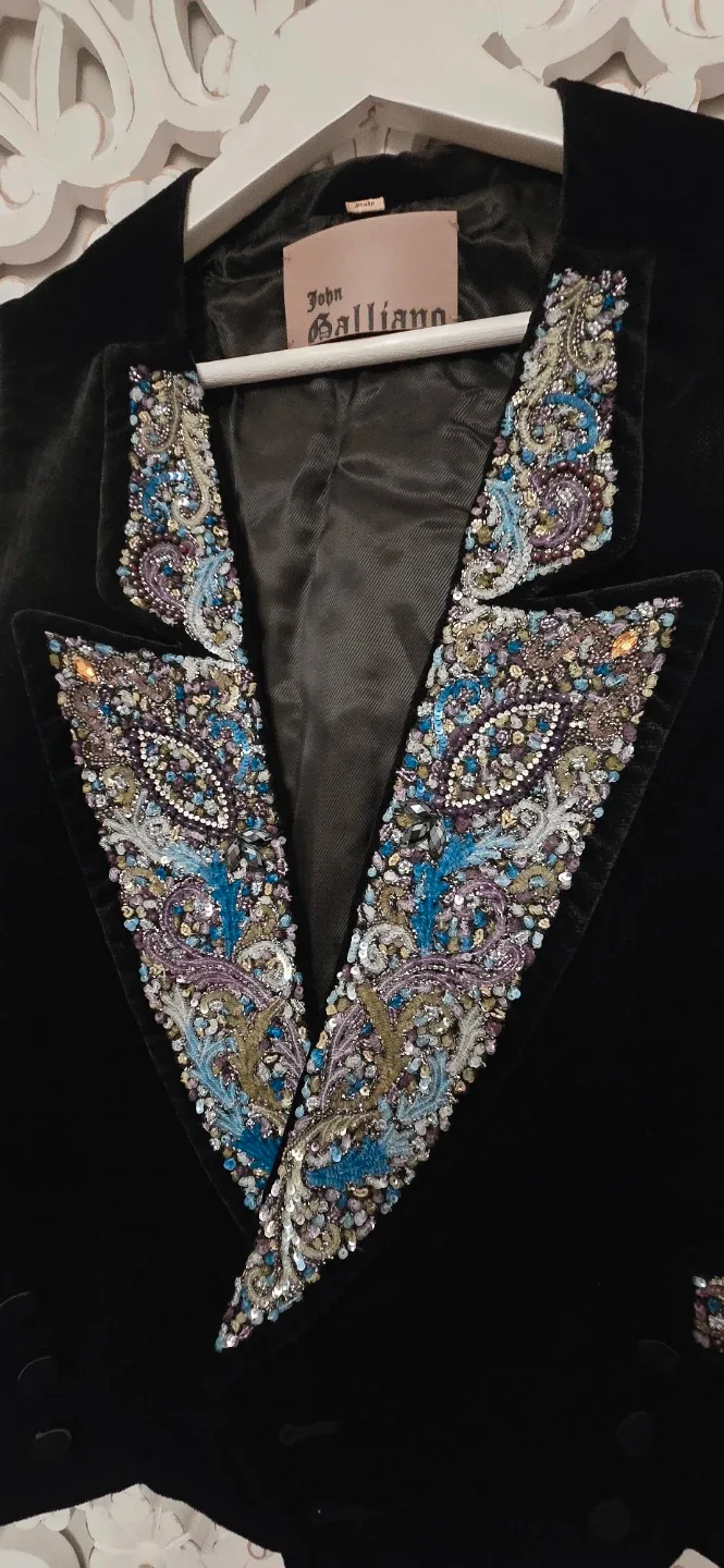 John Galliano Embellished Velvet Vest image indicator(2)