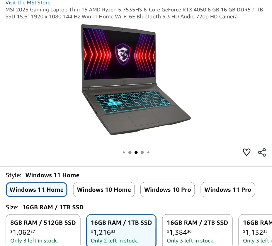 💻 MSI Thin 15' Gaming Laptop – NEW & UNOPENED – $800 🎮 - photo 3