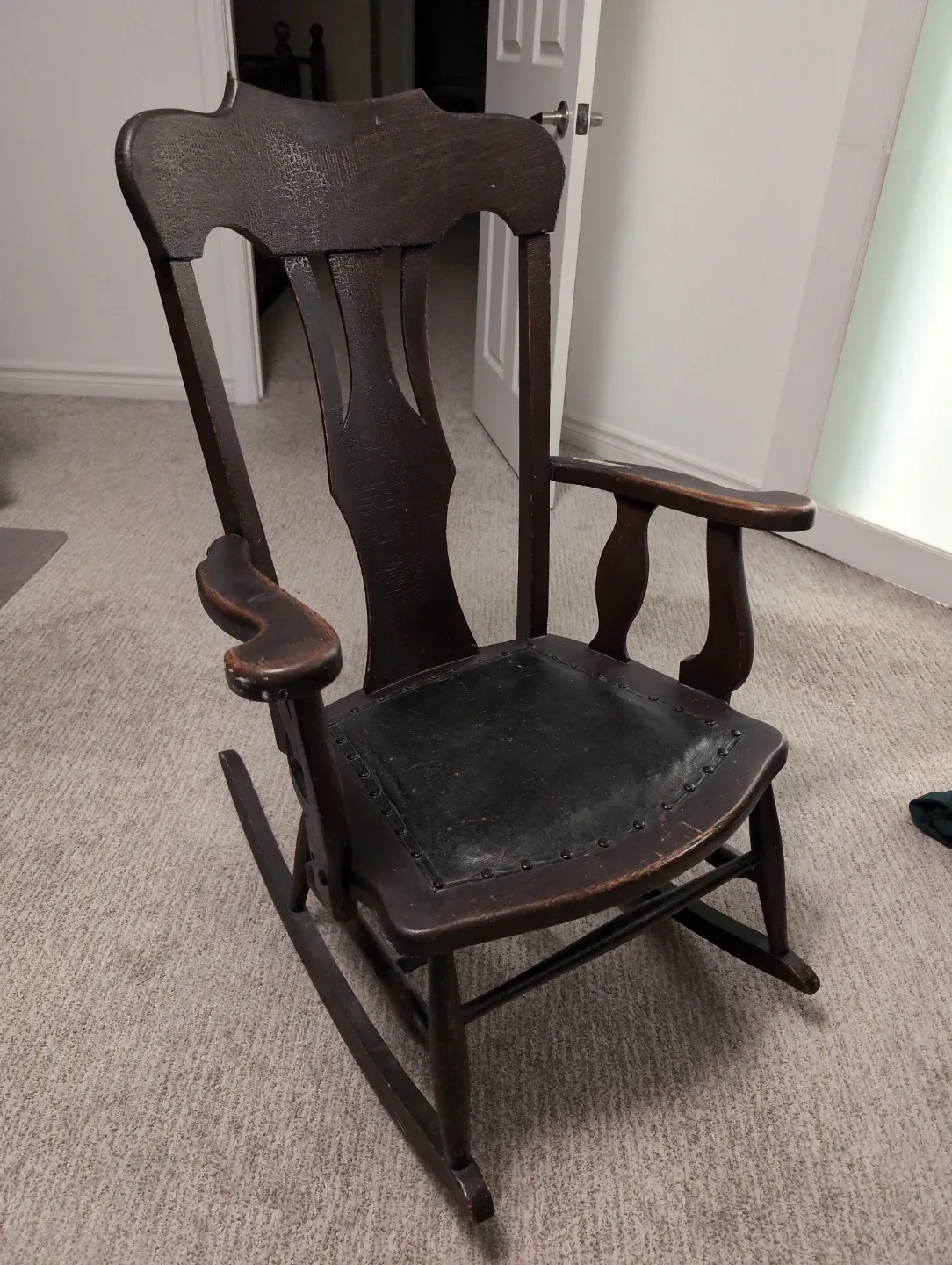 Vintage Dark Wood Rocking Chair image indicator(6)