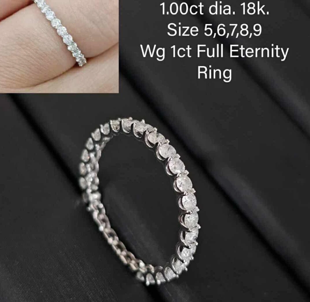 1ct natural diamond 18k Eternity Ring