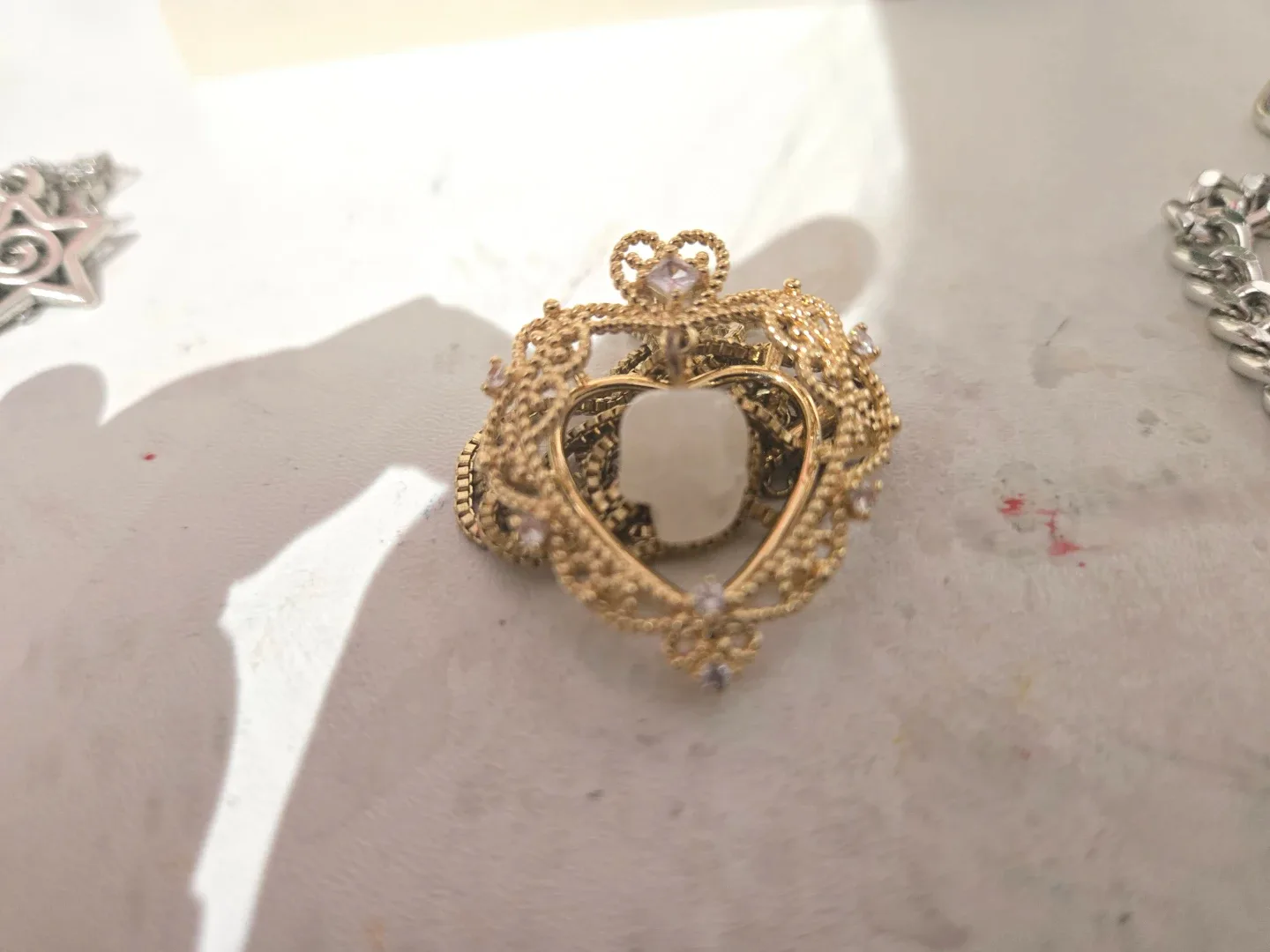 Gold Heart Crown Pendant