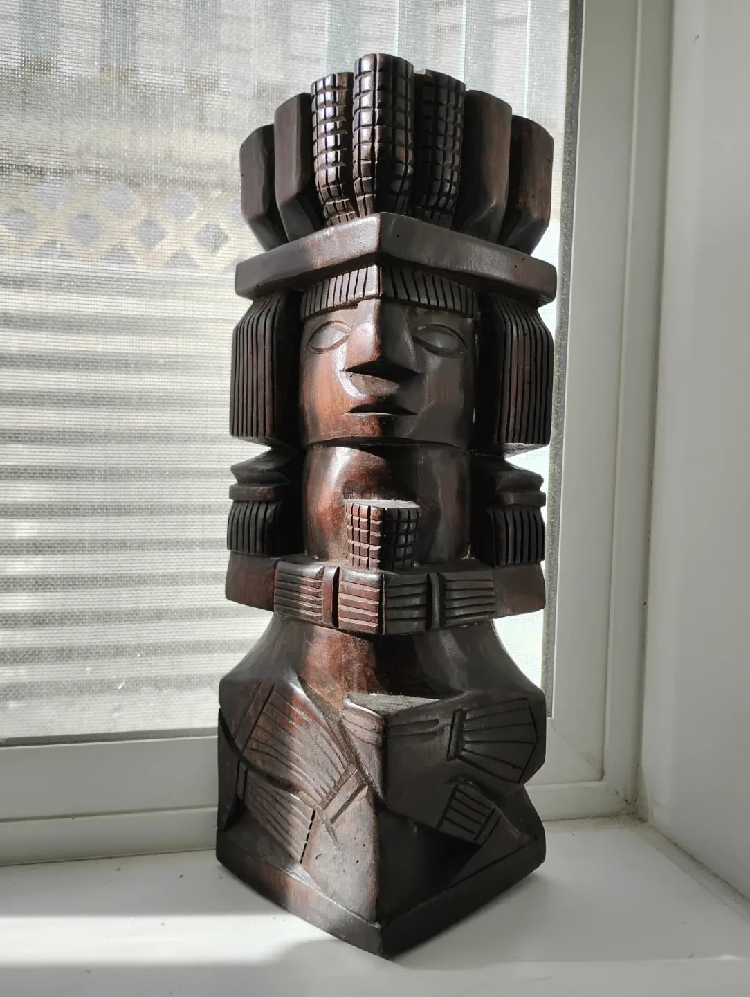 1970 Aztec Wooden Carved Totem figure