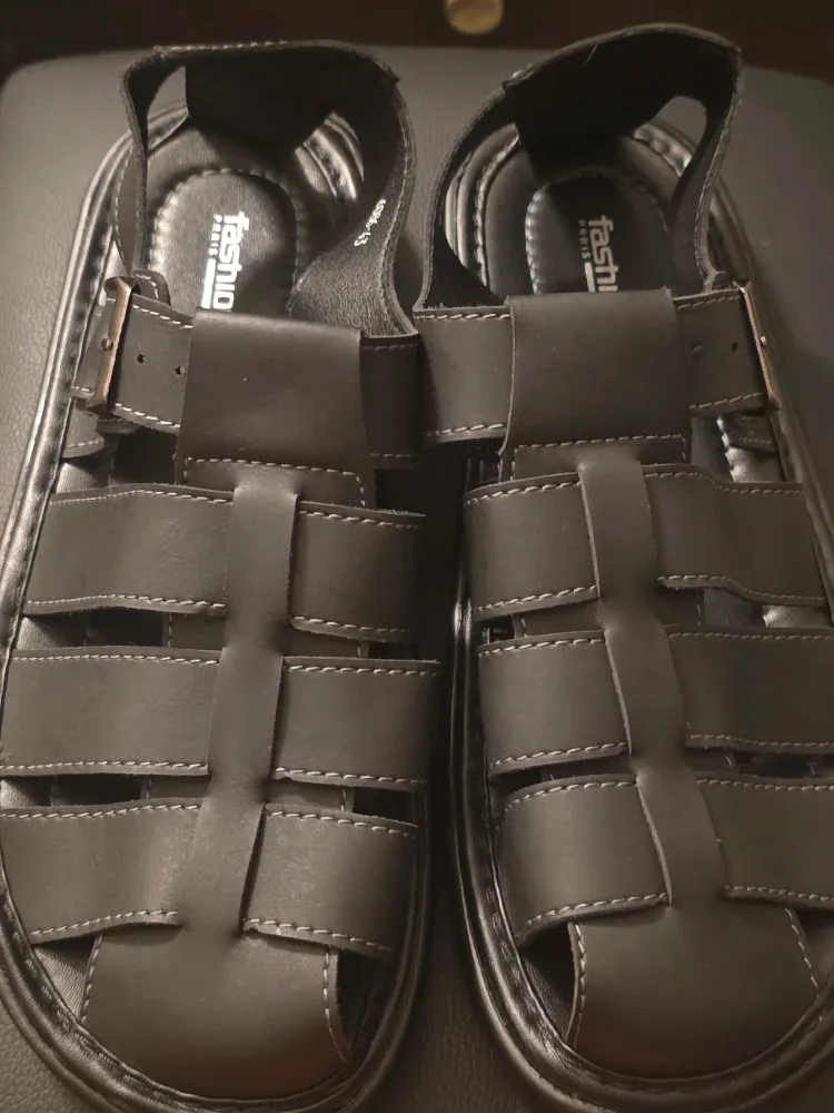 Fashio Paris Black Leather Sandals size 43