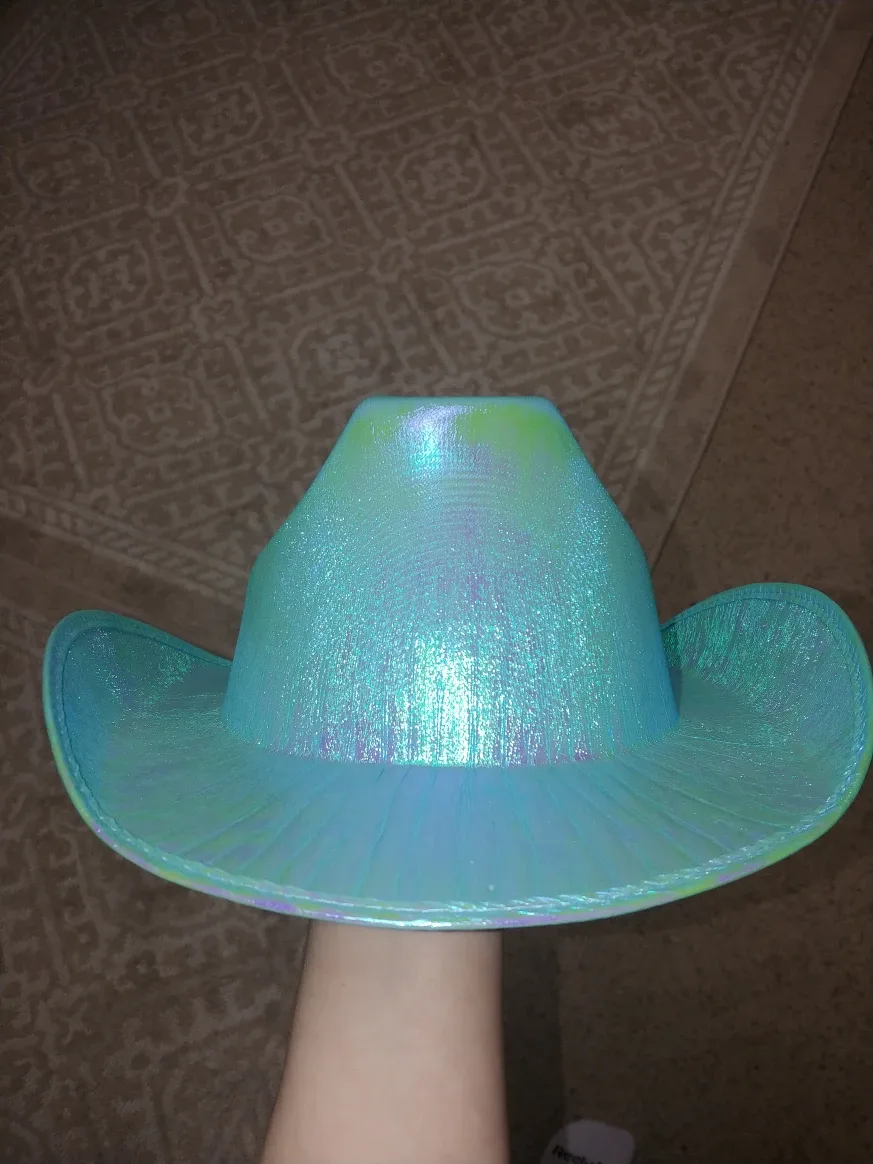 Iridescent/Holographic Turquoise Cowboy Hat image indicator(4)