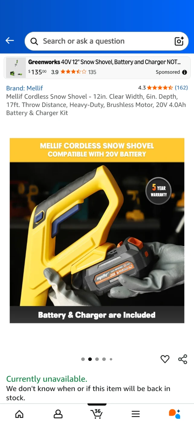 Mellif Cordless Snow Shovel - 12in - photo 2