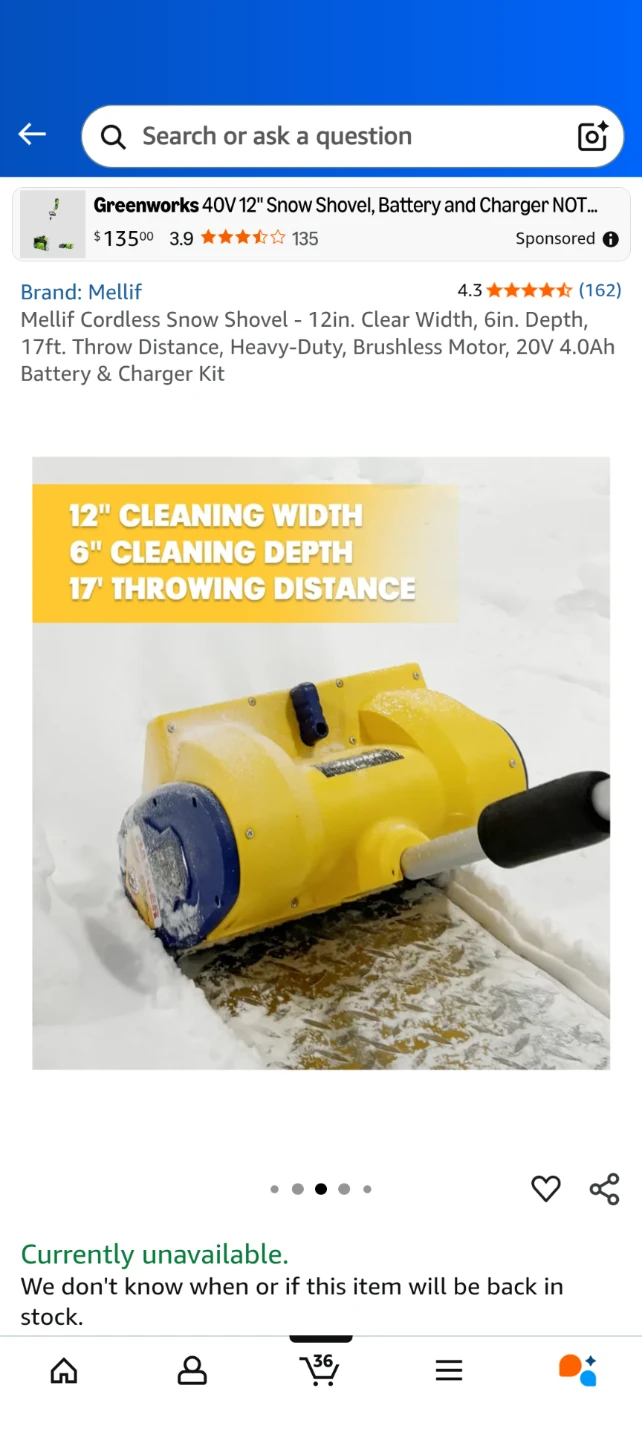 Mellif Cordless Snow Shovel - 12in - photo 3