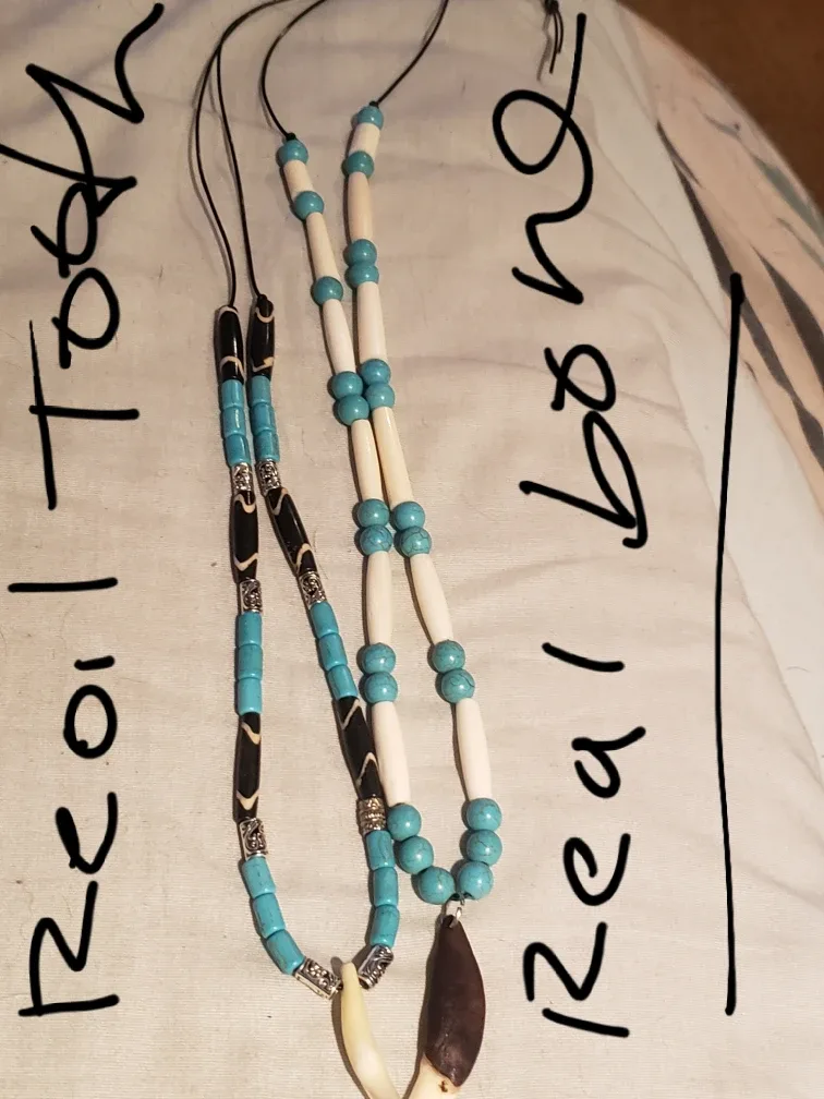 Handmade Real Bone & Turquoise Beaded Necklaces