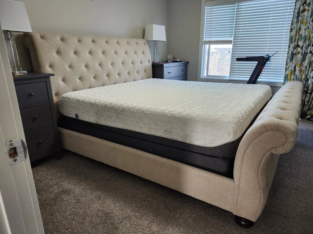 Upholstered Sleigh Bed Frame - Beige