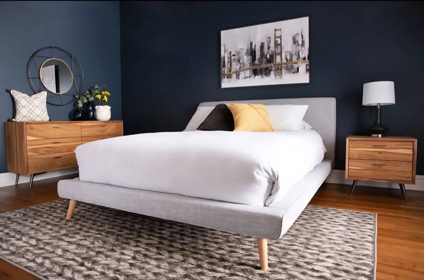 King Upholstered Platform Bed Frame - Linen Grey image indicator(6)