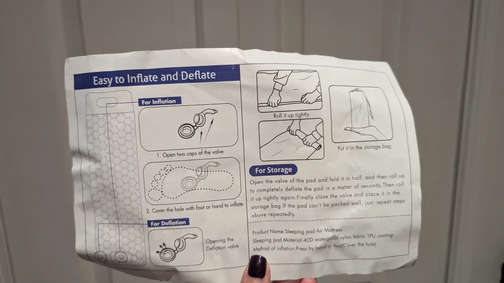 Hand/Foot Press Inflatable Sleeping Pad with Pillow image indicator(3)