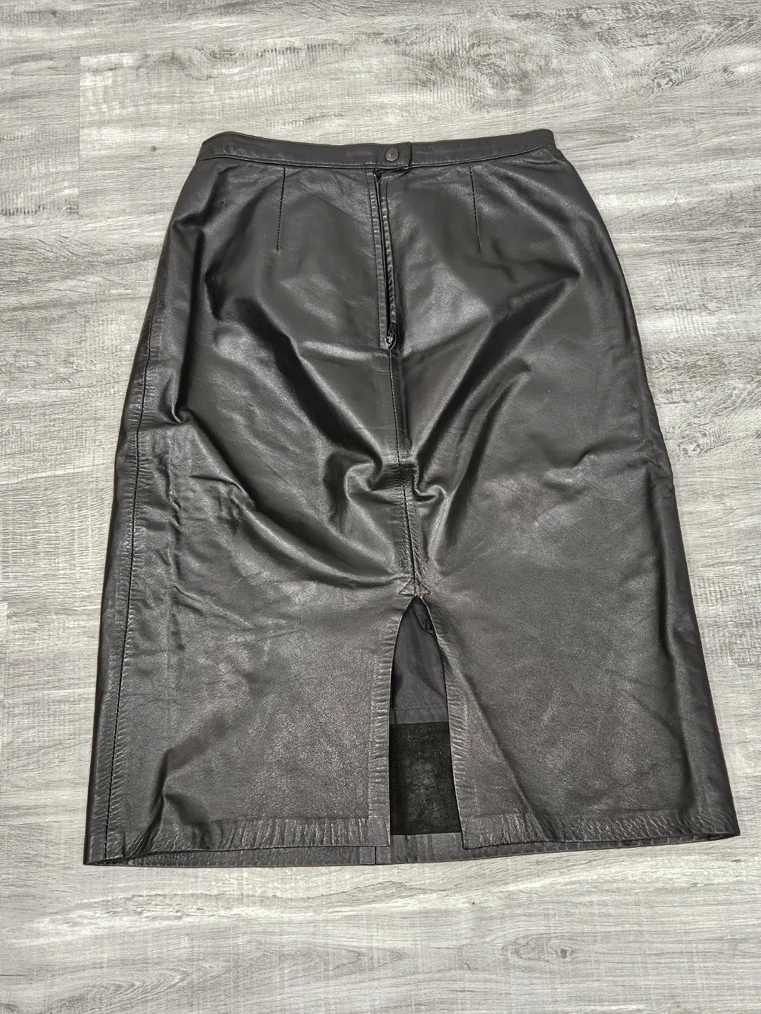 Vintage Black Leather Skirt Size 10 image indicator(2)