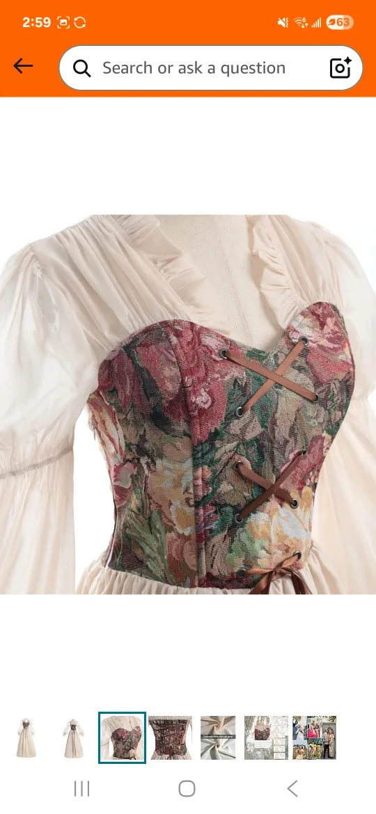 Floral Corset Puff Sleeve Maxi Dress image indicator(3)