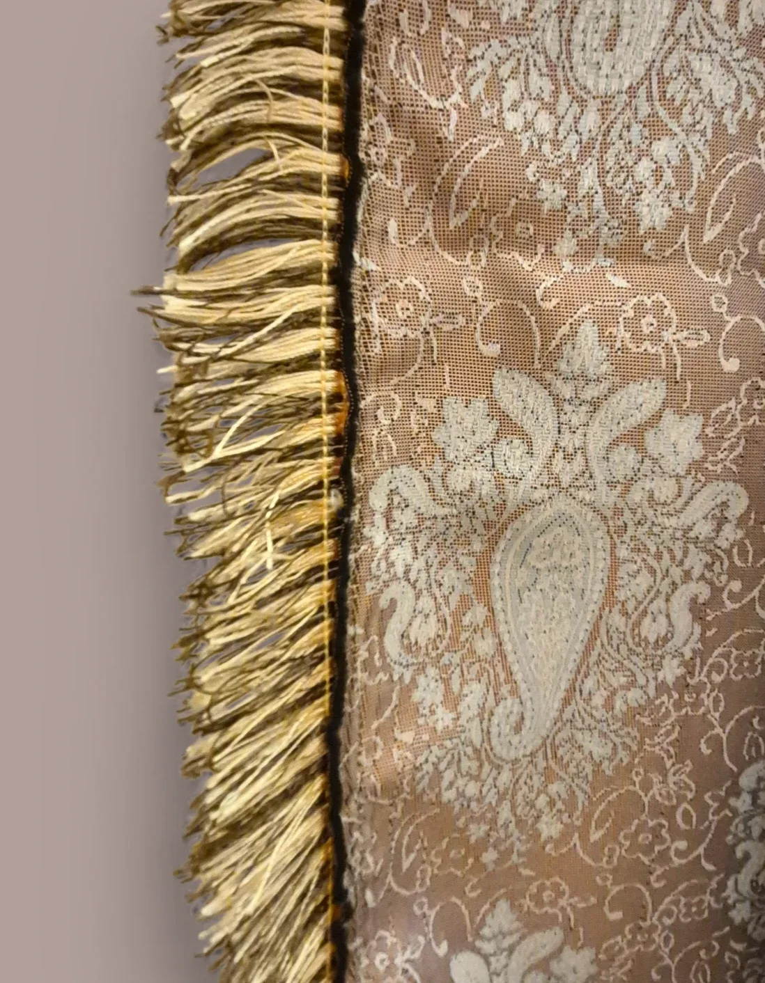 Vintage Persian Throw – 40x40, Paisley & Gold, made in Iran image indicator(7)