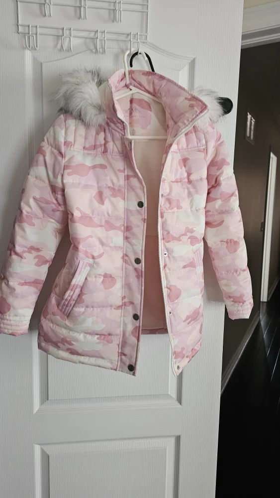 Pink Camo Puffer Jacket with Fur Hood - photo 4