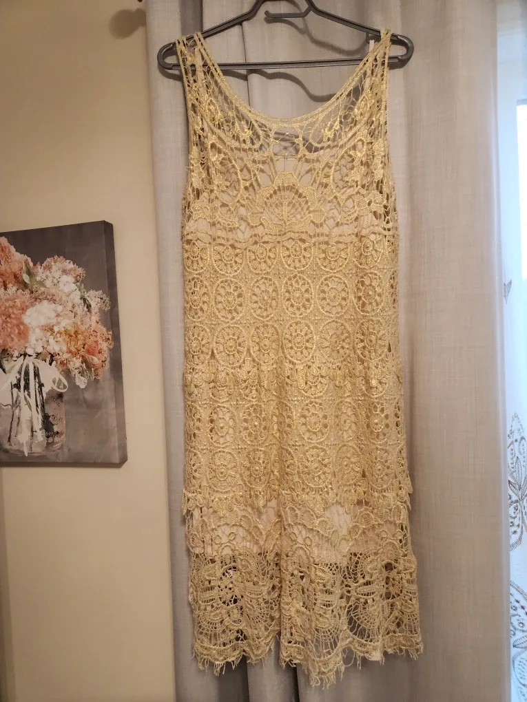 Lace Dress - Beige 2 pcs. Size Medium-Large image indicator(4)