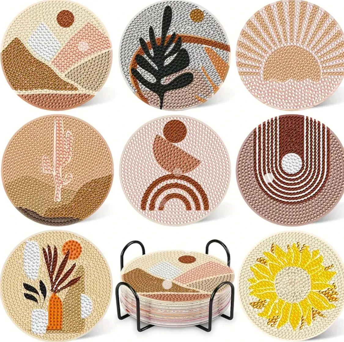 Assorted Decorative Coaster Set with Holder image indicator(4)