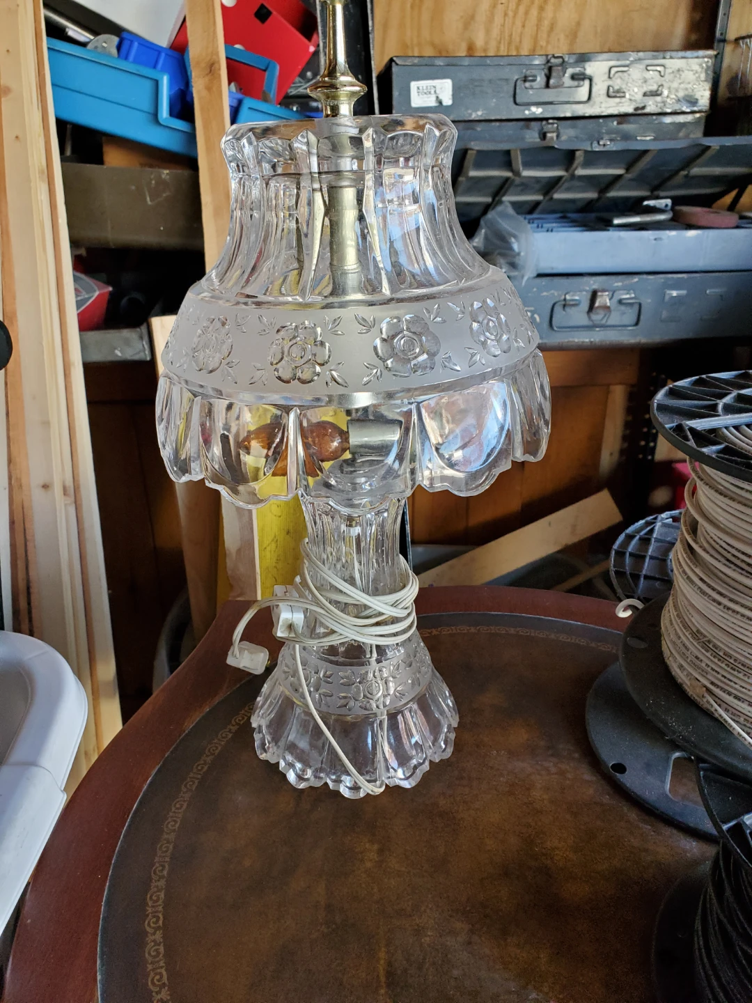 Crystal Table Lamp with Floral Design