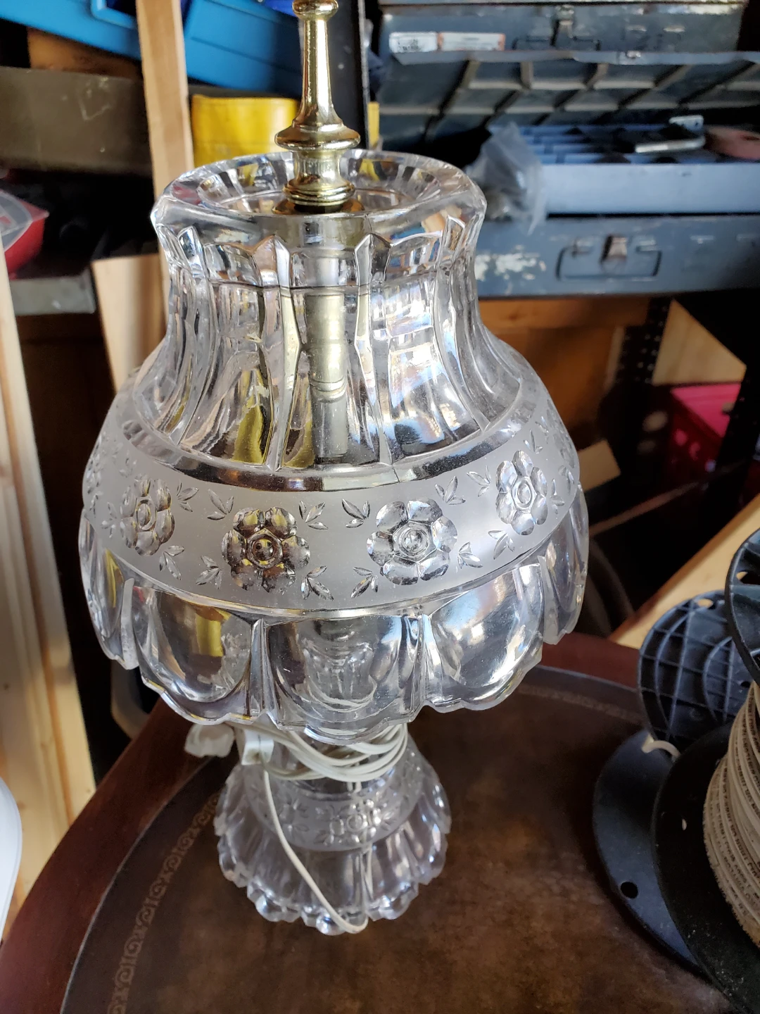 Crystal Table Lamp with Floral Design - photo 2