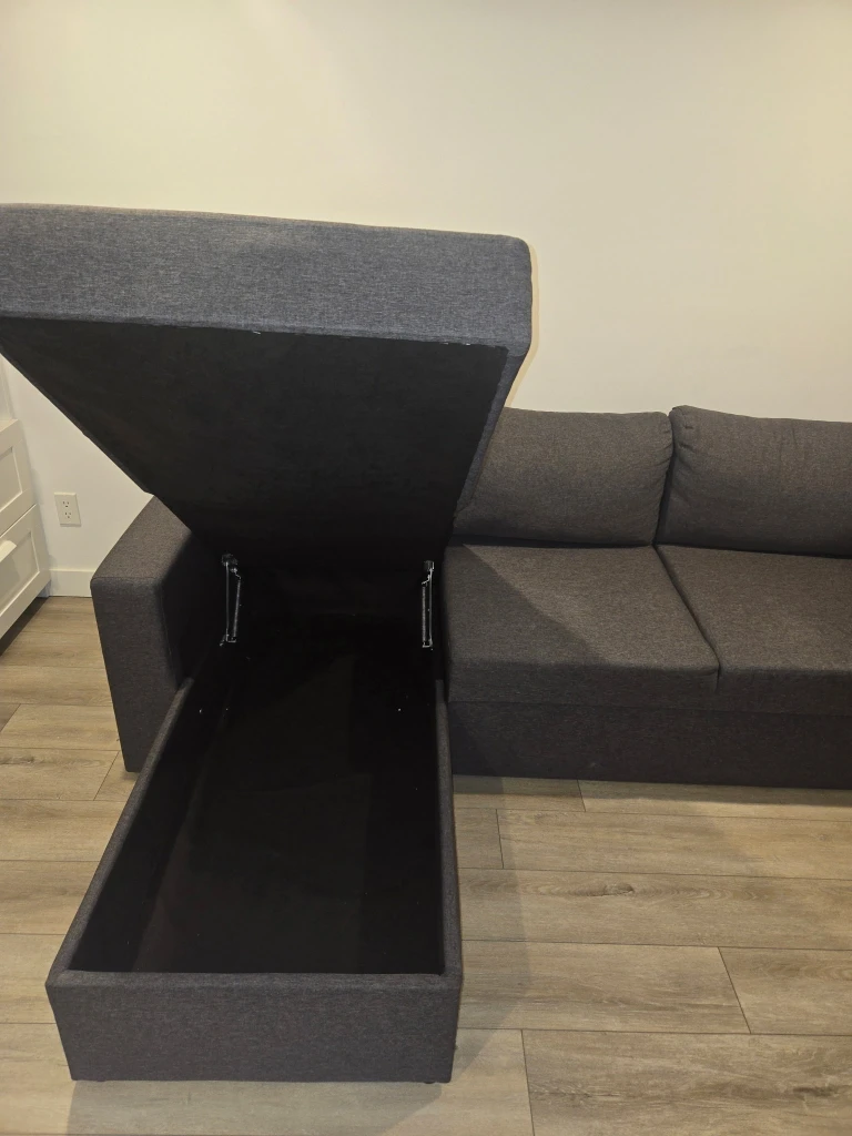 Grey Sectional Sofa Bed with Storage - photo 3