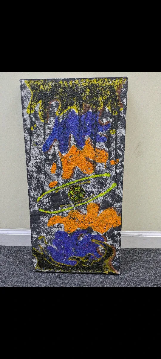 Abstract painting with crayon shavings