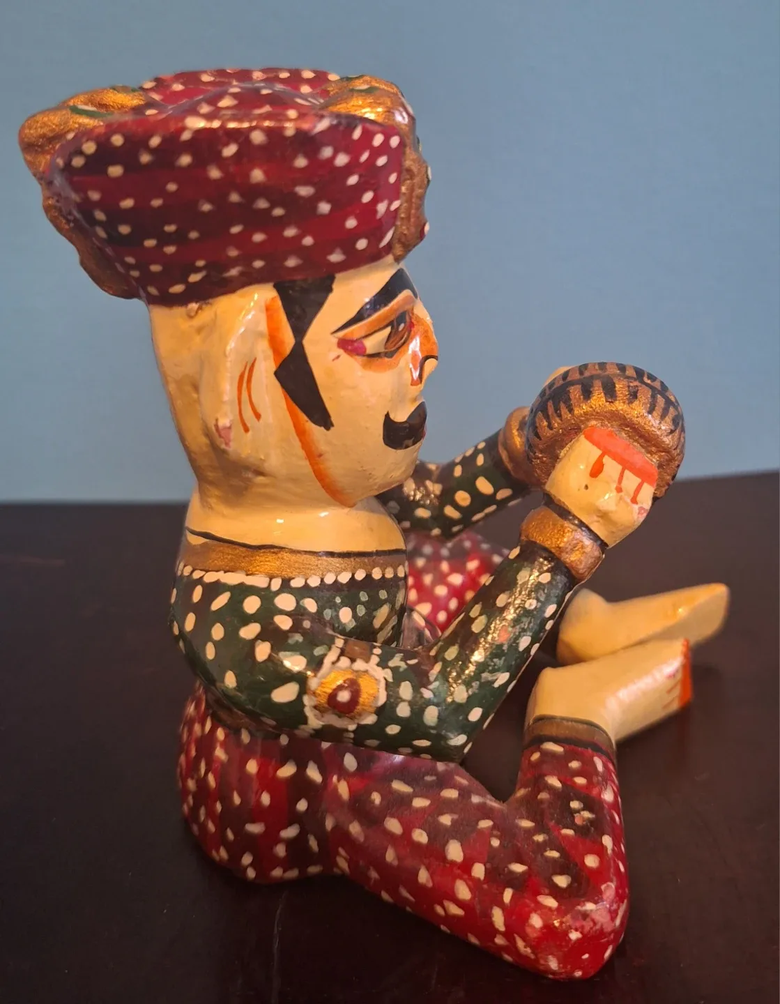 Vintage Rajasthani  Musician Wooden Figurine image indicator(3)