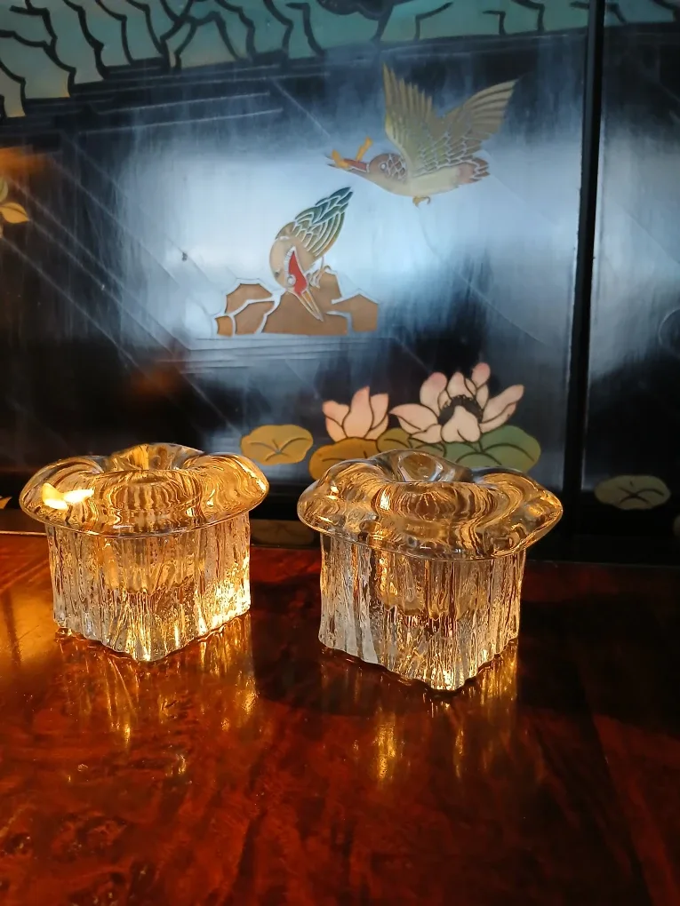 MCM 1970's Vederfin Crystal Candle Holders