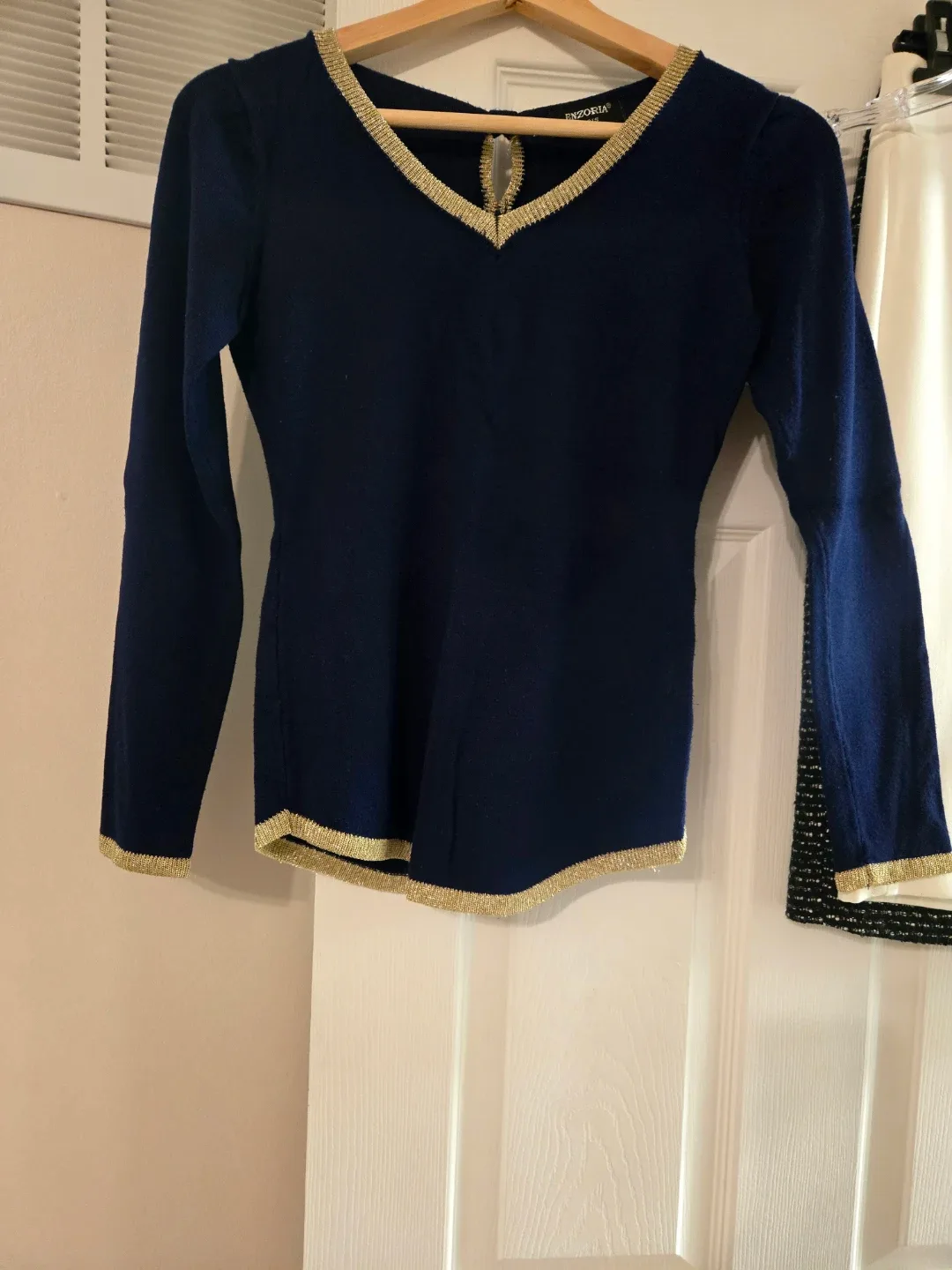 Pizoria Navy & Gold Long Sleeve Top
