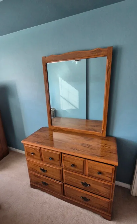 Wood Dresser with Mirror