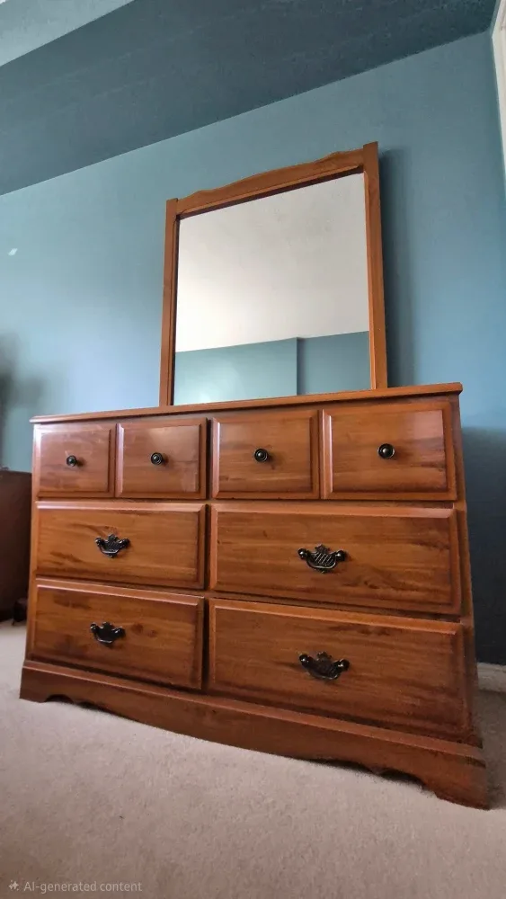 Wood Dresser with Mirror image indicator(2)