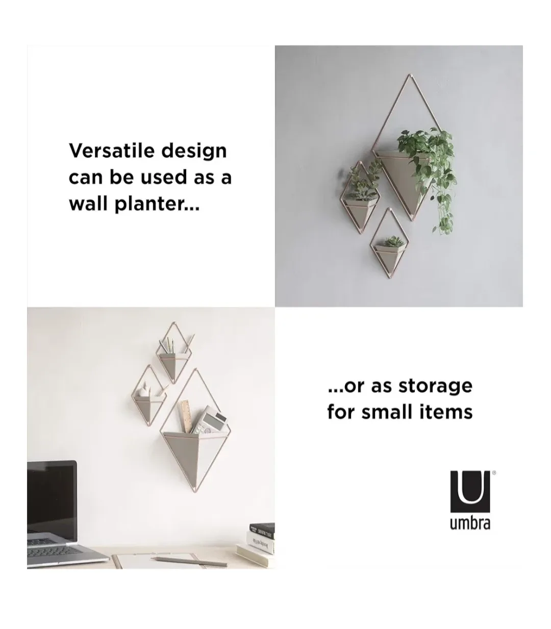 Umbra Trigg Hanging Planter Vase - Grey/Copper image indicator(4)