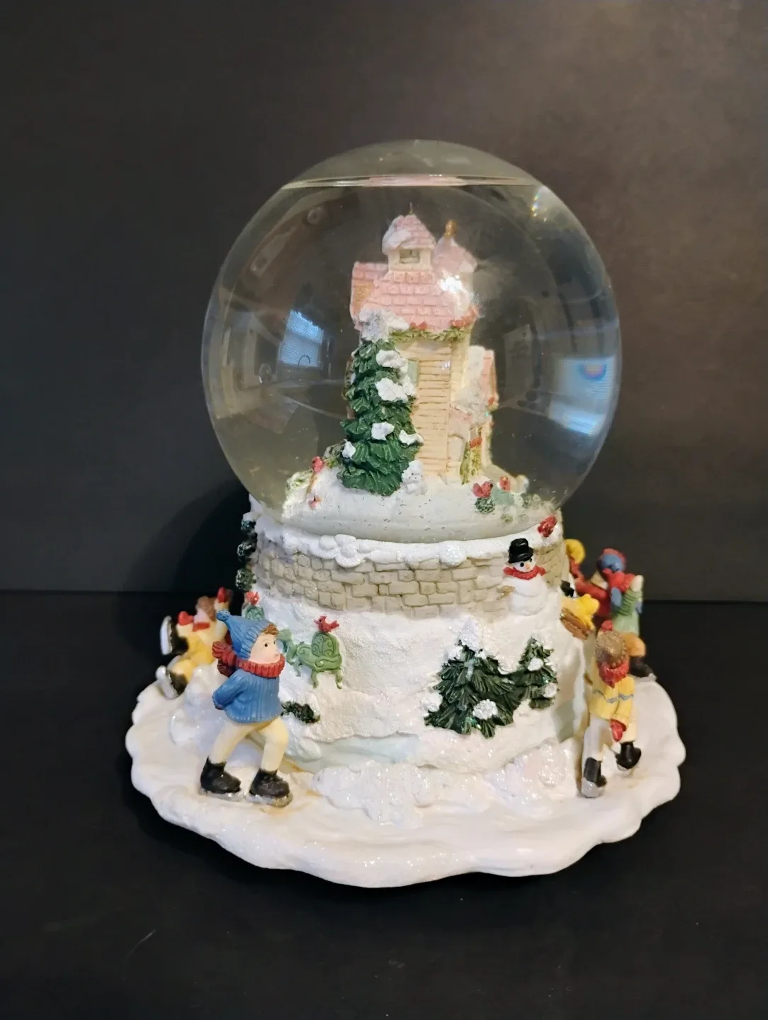 CHRISTMAS THEMED MUSICAL SNOW GLOBE WITH ROTATING SKATERS image indicator(2)