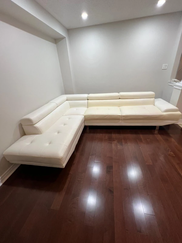 Off-white faux Leather Sectional