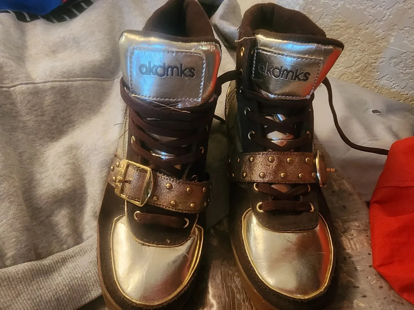AKDMKS Brown & Gold High Top Sneakers - US Size 7