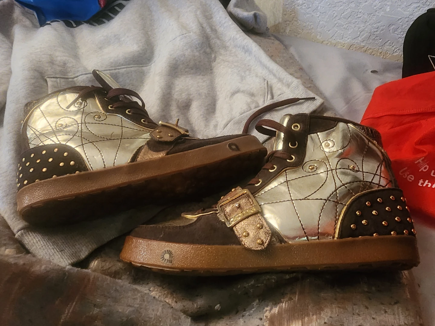 AKDMKS Brown & Gold High Top Sneakers - US Size 7 - photo 2