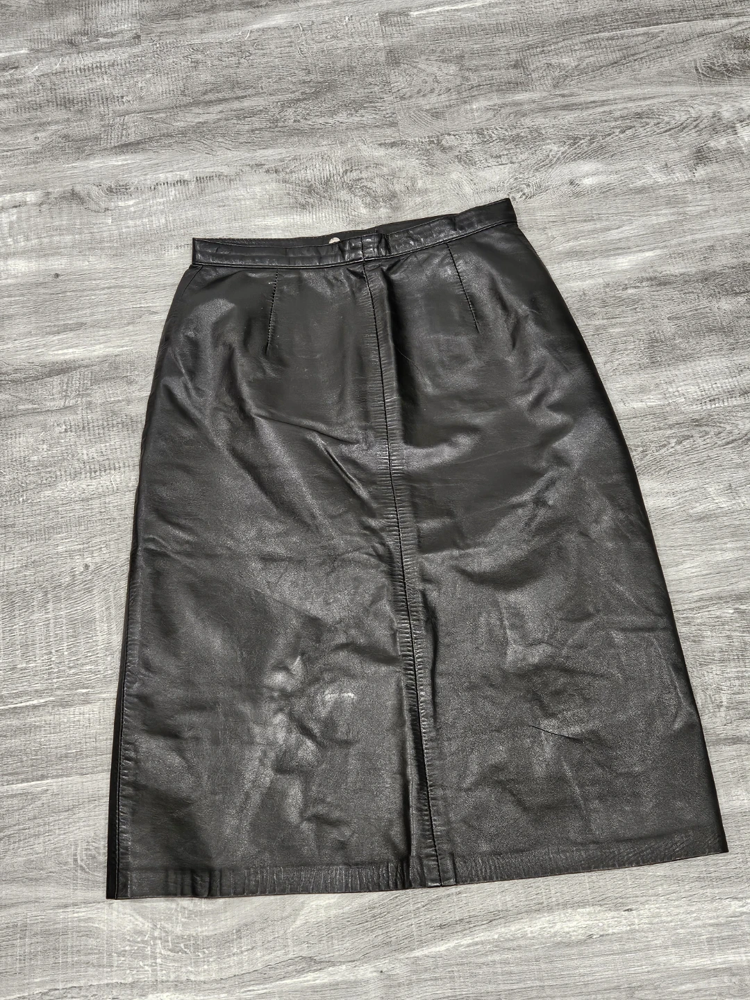 Vintage Black Leather Skirt Size 10