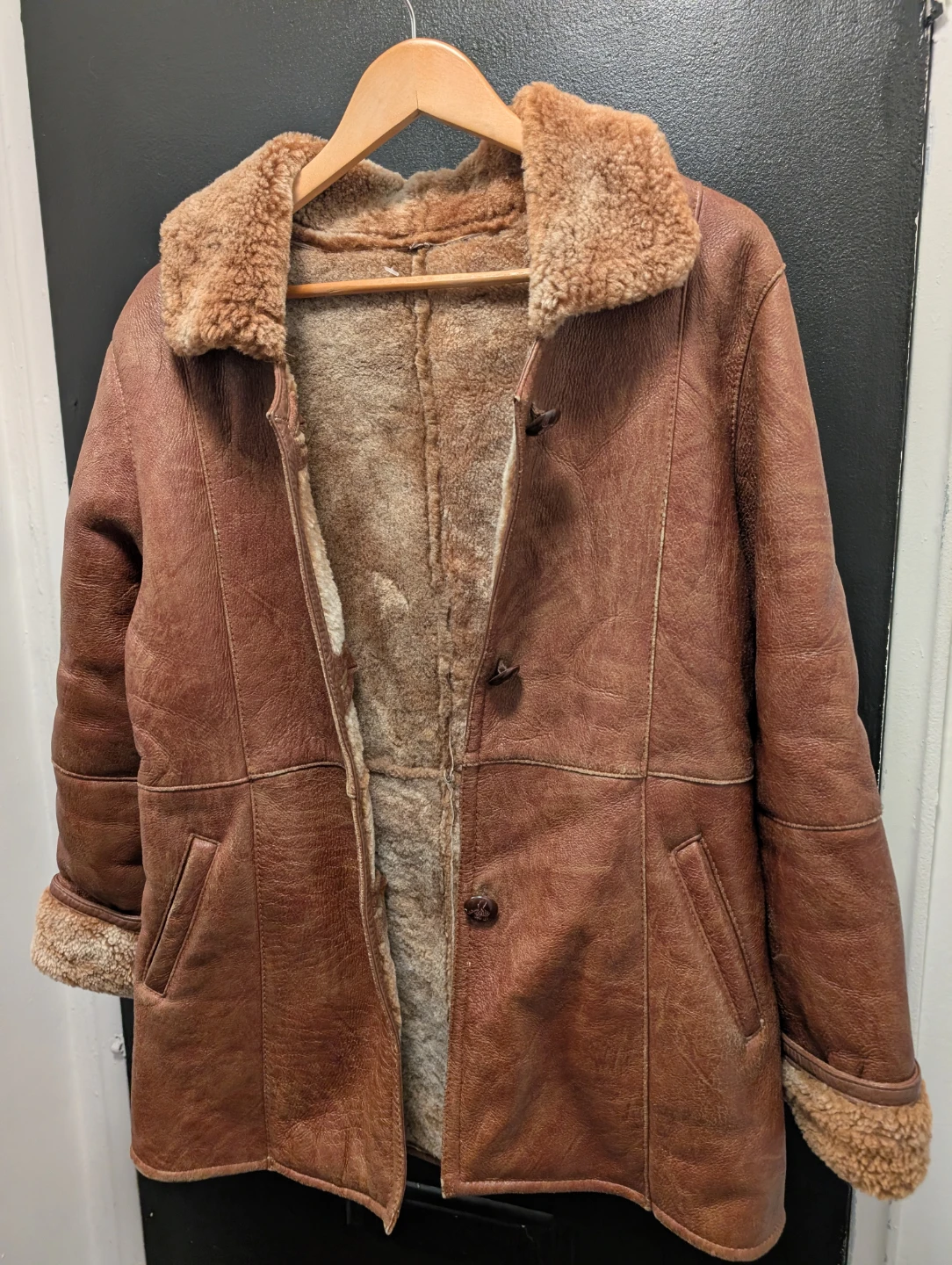 Shearling Leather Coat - Medium