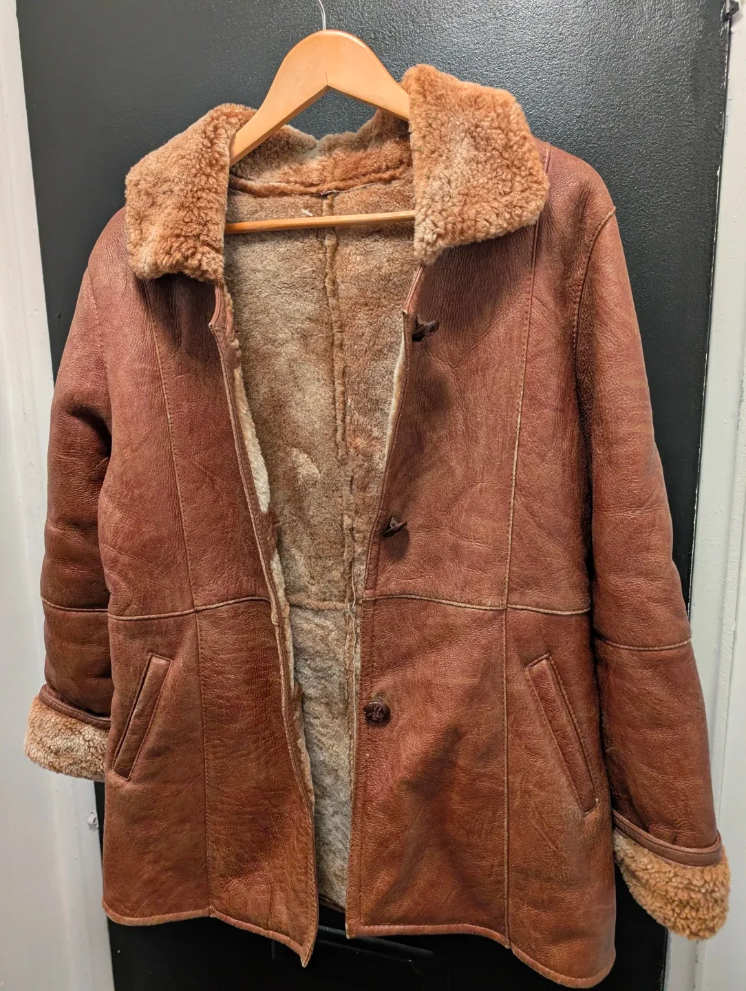 Shearling Leather Coat - Medium