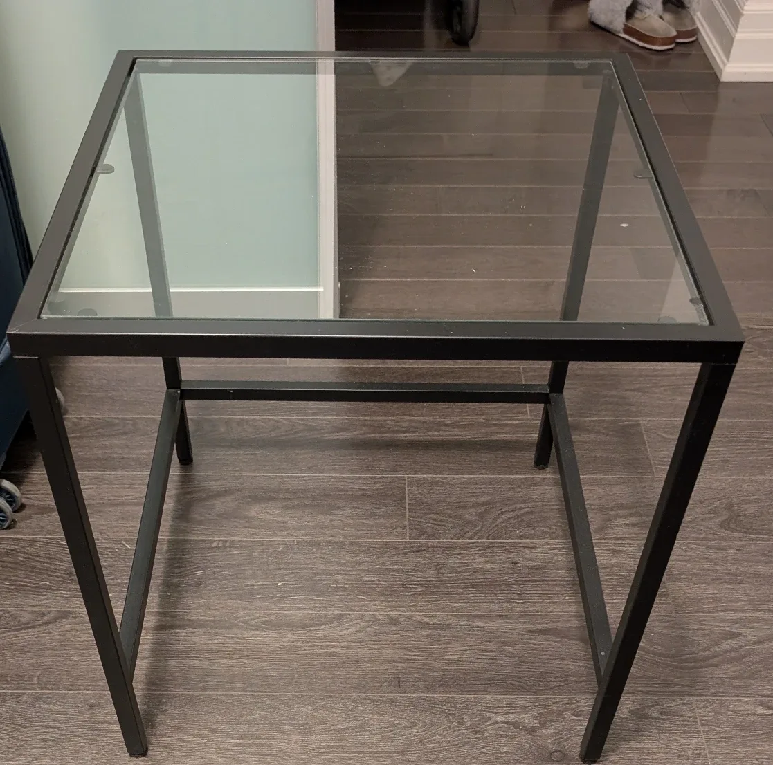 Black Metal & Glass Side Table