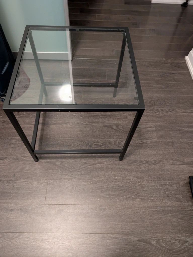 Black Metal & Glass Side Table - photo 2