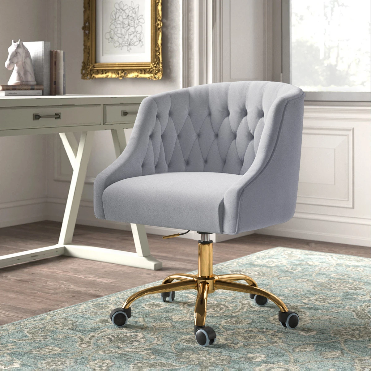 Desk Chair: Gray Velvet - photo 2