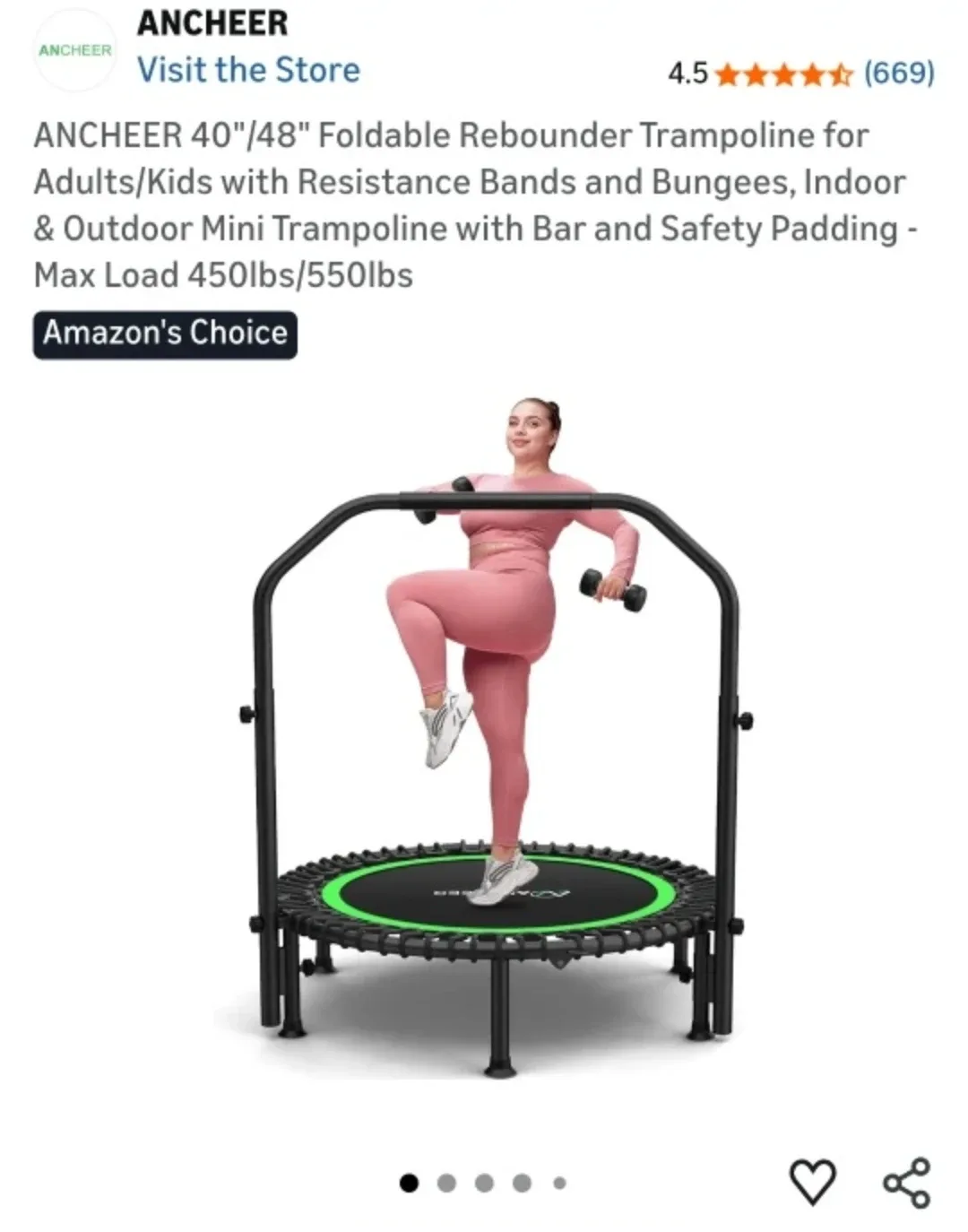 ANCHEER Foldable Rebounder Trampoline 40/48 inch image indicator(2)